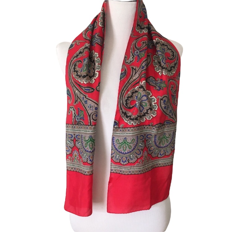 Silk Scarf Fashion 100 Silk Scarf Red Patterned Scarf